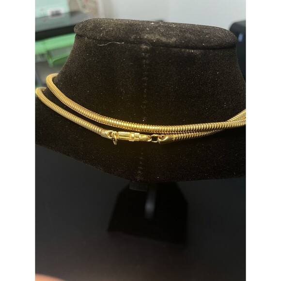 Vintage Necklace Gold Tone Snake Chain 28" Minimalist Costume Jewelry - Picture 3 of 5